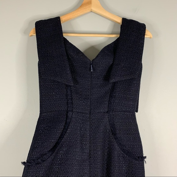 Misha Collection Dahlia Dress NWT New Navy Mini Off Shoulder Tweed Small S 2 XS - Picture 6 of 14